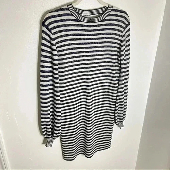 NEW Maje Rushour Metallic Long Sleeve Striped Mini Dress French Preppy Shimmer - Picture 5 of 8